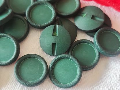 Lot 16 petits boutons vintage vert mat à pied 1,4 cm ref 3951