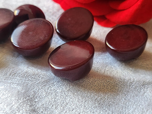 Lot 6 boutons vintage rouge effet corne biseauté pied 2 cm  ref 5670
