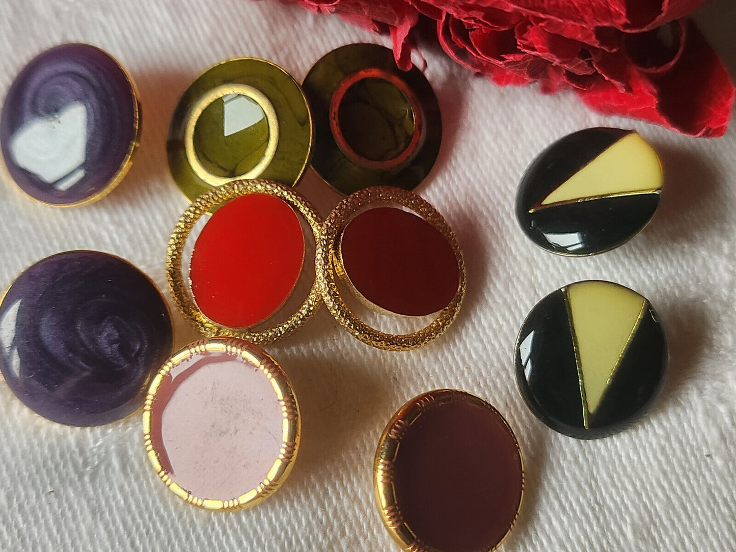 Lot 10 boutons vintage en métal  duo pied panaché 1,6 cm ref 1304