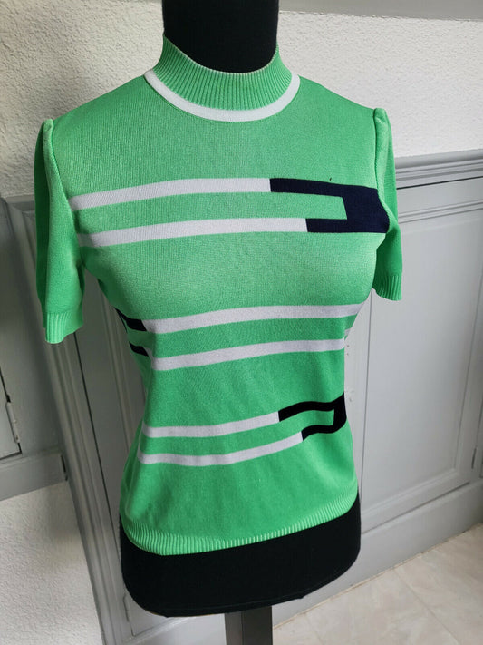 Pur vintage ancien petit haut vert style sportif taille 36 B5