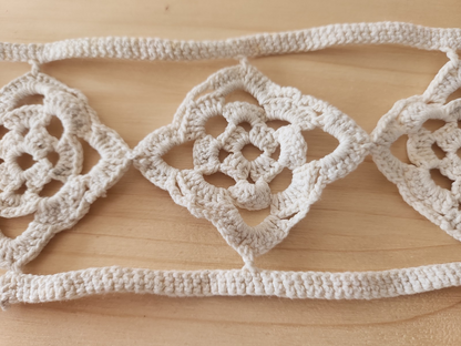 Incrustation ancienne grande dentelle rideau crochet 21,5 cm sur 6,8  T1-2