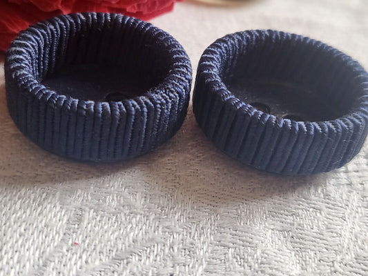 Duo gros boutons passementerie vintage  bleu haut 2,7 cm  ref 4489