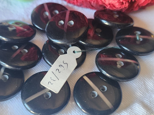Lot 6 boutons vintage noir inlusion gris 2  cm trous ref 5485