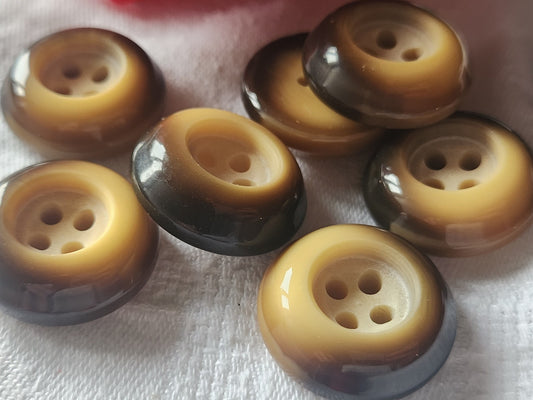 Lot 6 boutons vintage marron effet corne haut 2,5 cm trou ref 3214