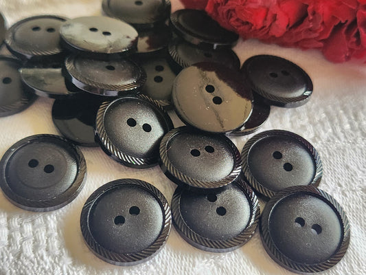 Lot 19 boutons vintage  noir bord lumineux 1,8 cm  ref 1407