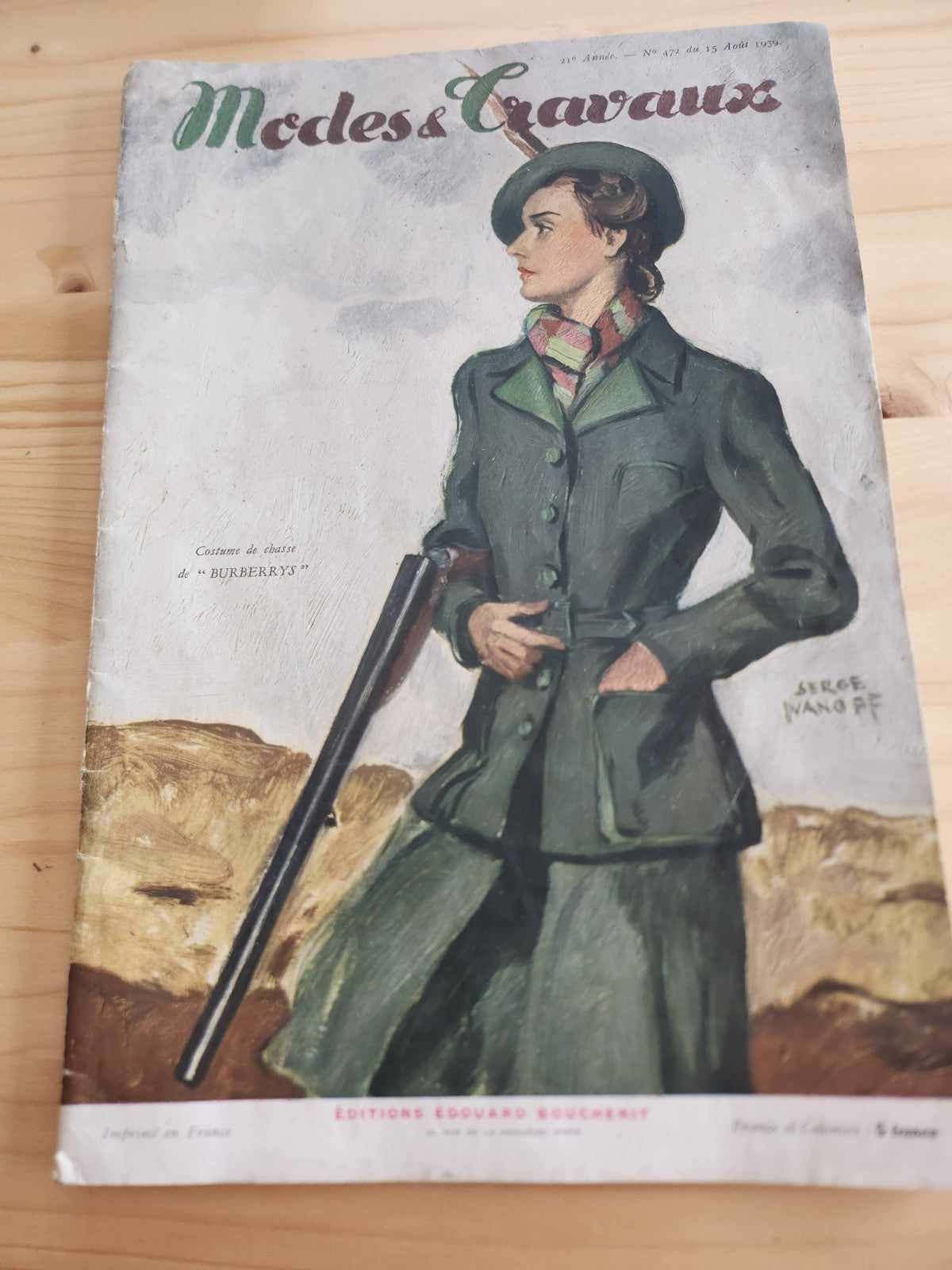 Modes et travaux  aout 1939 couverture serge ivanoff mode pub chasse n°472