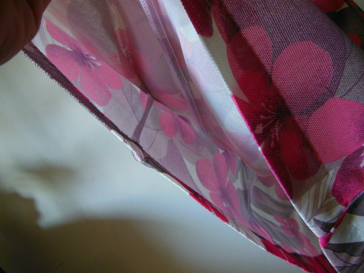 Pur vintage robe ancienne grosse fleur rose grise très légère 40 ?  B5