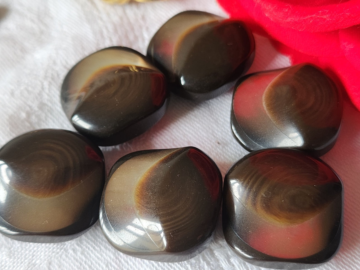 Lot 6 boutons vintage volume marron reflet nacré pied 2,2 cm ref 3566