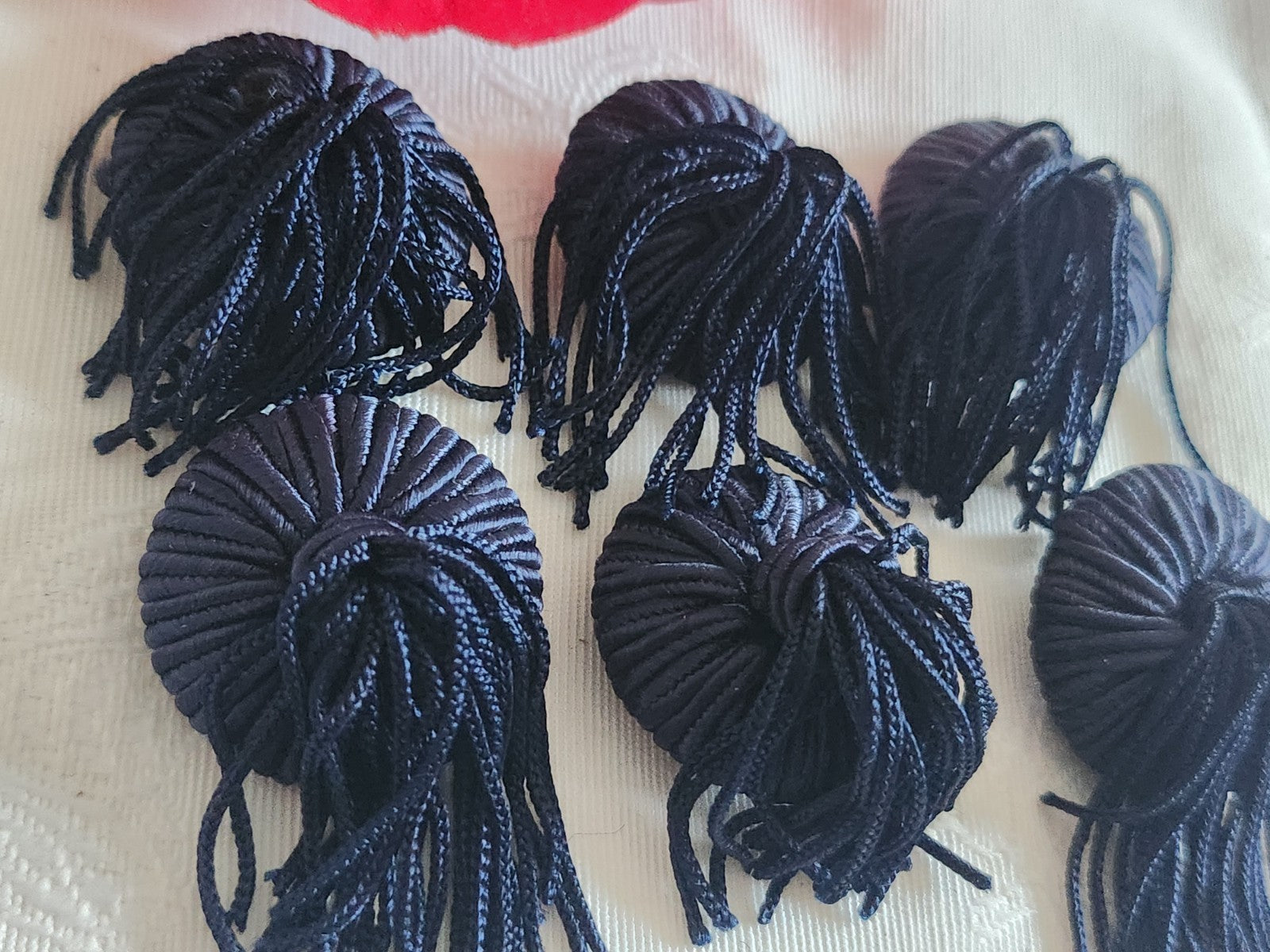 Lot 6 boutons anciens vintage passementerie bleu pendant 2,5 cm ref 6401