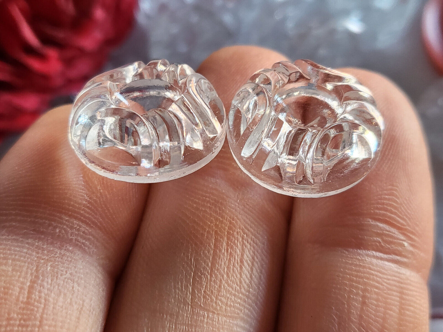 Lot 6 anciens boutons en verre  à strasser perler ou tel que 1,8 cm  ref 3375