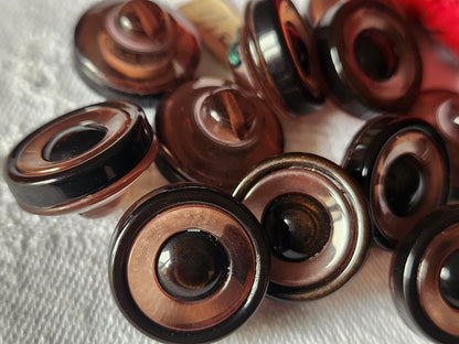 Lot 6 jolis boutons vintage marron transparent pied 1,7 cm ref 1632