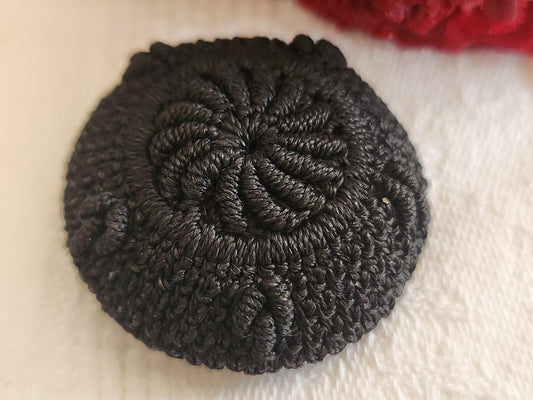 Haute couture gros bouton ancien noir passementerie 3,3 cm G16F