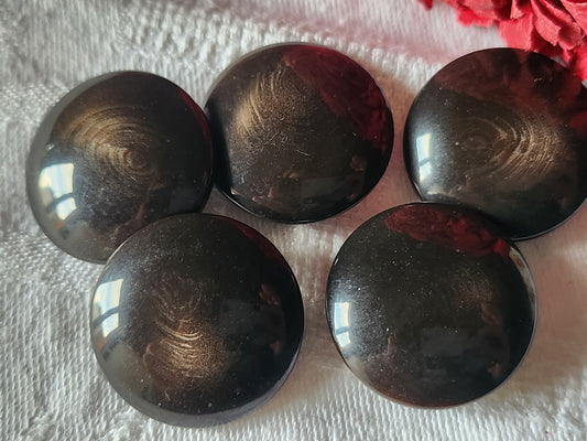 Lot 5 gros boutons vintage marron bombé   à pied 2,5  cm  ref 3415