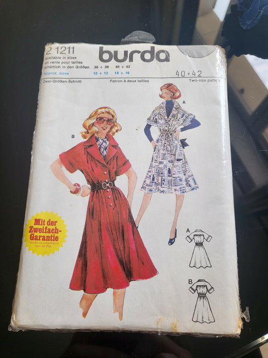 Patron Burda 2122 11 année 70 robe ancien taille  40 42 