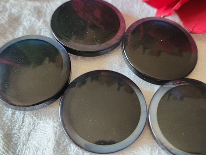 Lot 5 gros boutons vintage bleu  bord nacré 2,8 cm pied ref 3267