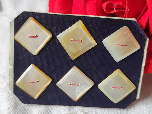 Rare petite plaque boutons anciens en nacre  1,5 cm  lot de 6 n°54