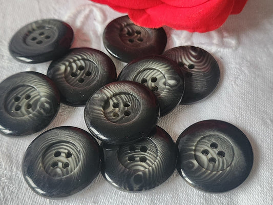Lot 10 boutons vintage gris veiné à trous 2,5 cm ref 1341