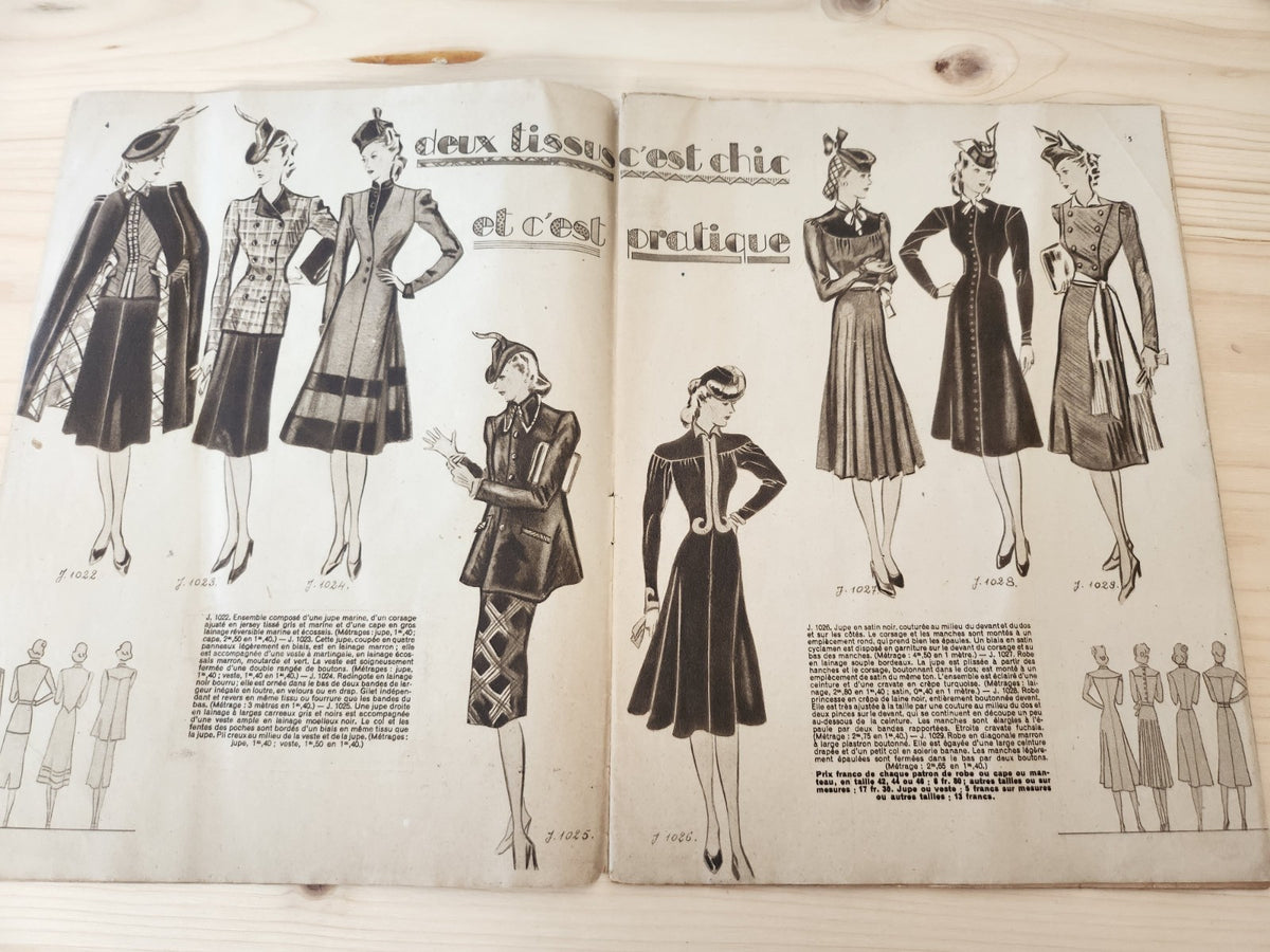 Mode du jour 1939 n°971 deux tissus c chic  robes garnies de tricot