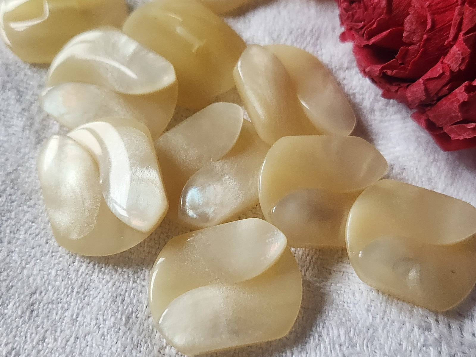 Lot 6 boutons vintage ovale irisé mordoré beige  2,2 sur 1,8 cm pied ref 2615