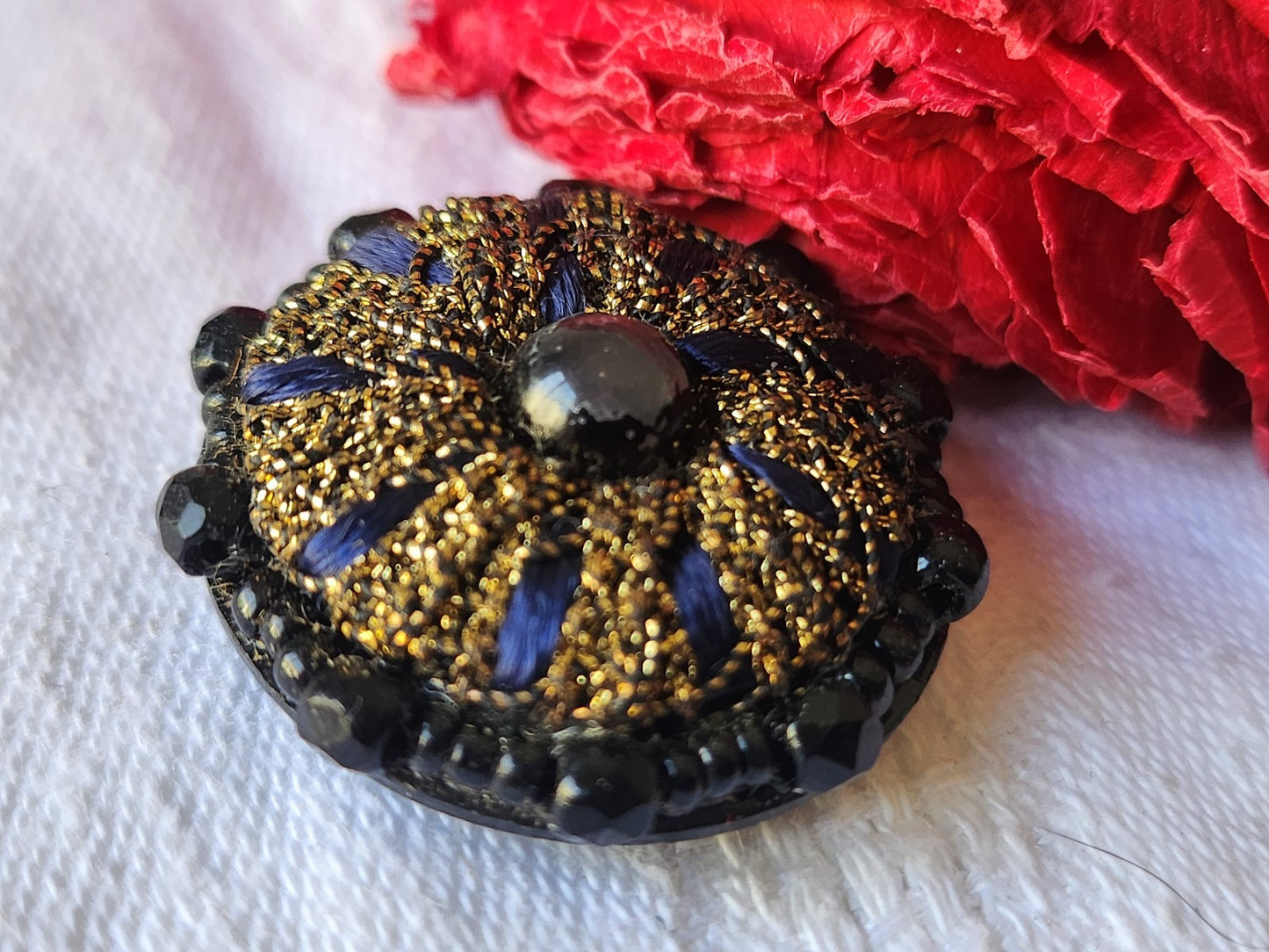 Collection bouton passementerie perle nor bleu 2,9 cm G14K