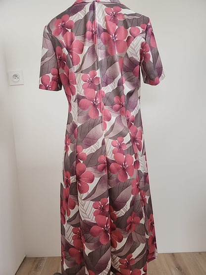 Pur vintage robe ancienne grosse fleur rose grise très légère 40 ? ref portant