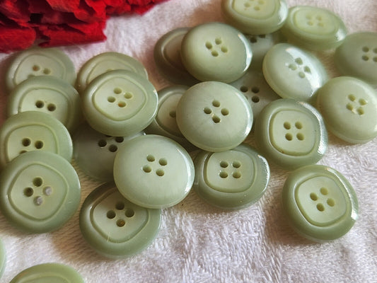 Lot 25 petits boutons vintage gris vert teinte à définir trous  1,4 cm ref 4724