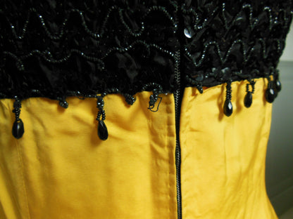 Pur vintage robe ancienne jaune sequin perlé quelques manque taille 36? B4