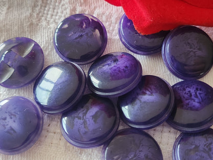 Lot 12 boutons vintage violet  veiné  pied transparent diamètre 1,7 cm ref 6413