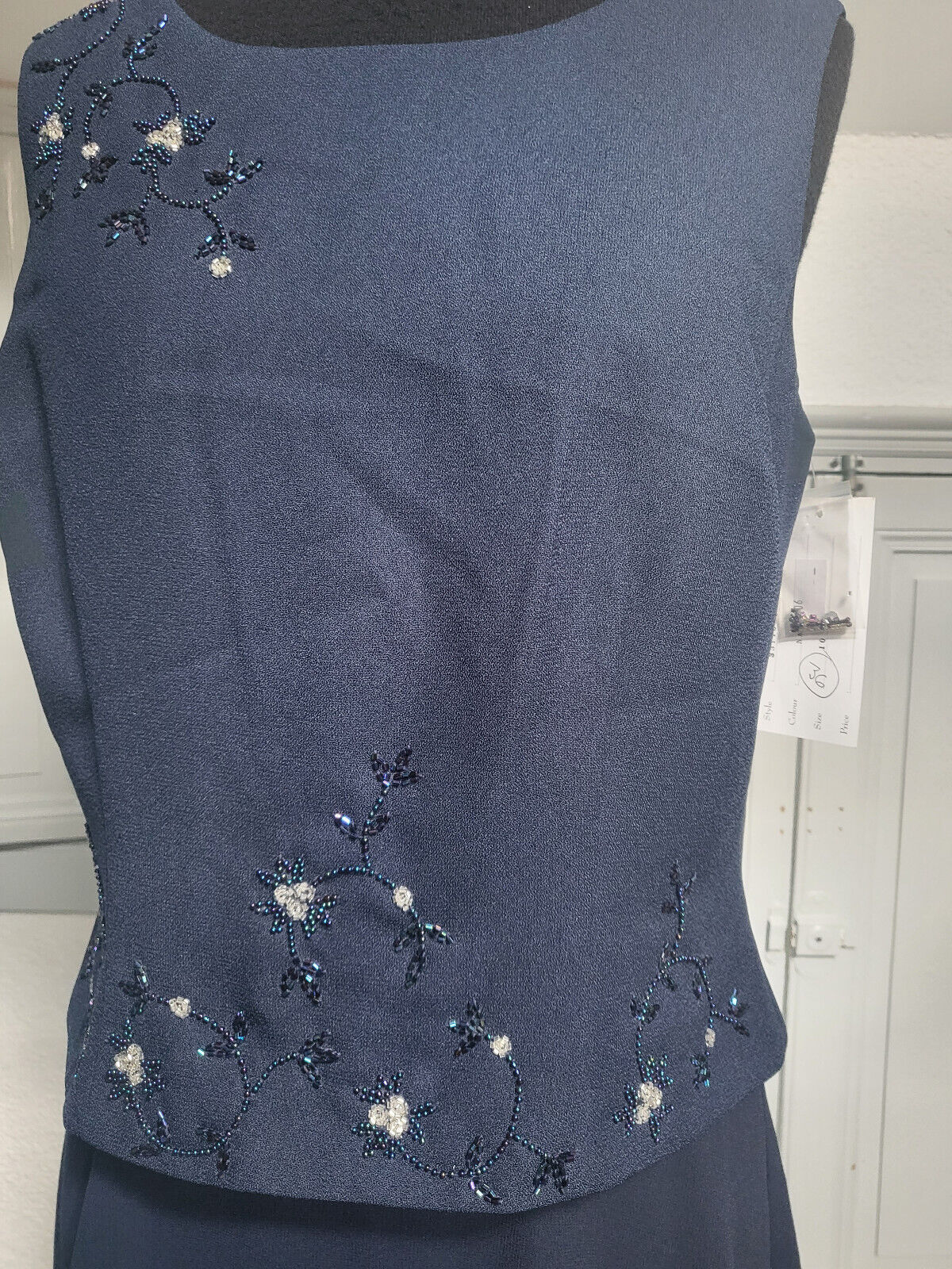 Robe bleu marine neuve effet deux pièces perlé Asable taille 36/ 38