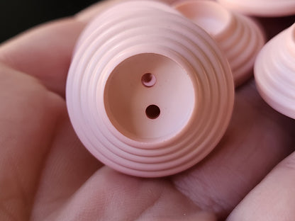 Lot 6 gros boutons vintage rose mat spirale relief  2,7 cm ref 3891 **