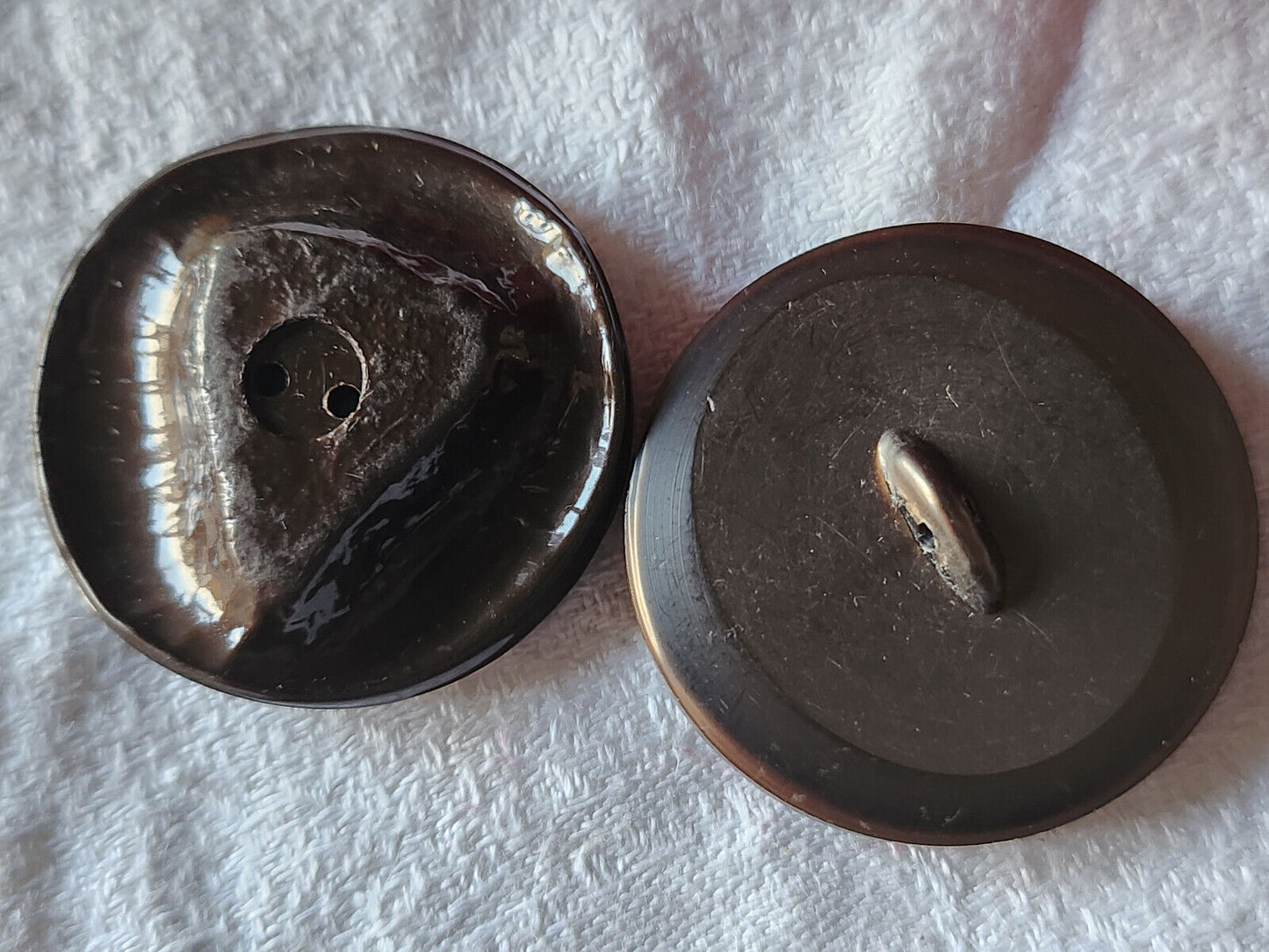 Duo gros boutons vintage marron texturé 3,5 cm manteaux veste ref 440