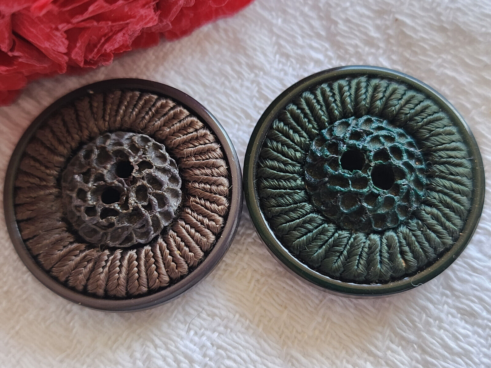 collection duo boutons ancien vintage resine passementerie 2,4 cm G18J