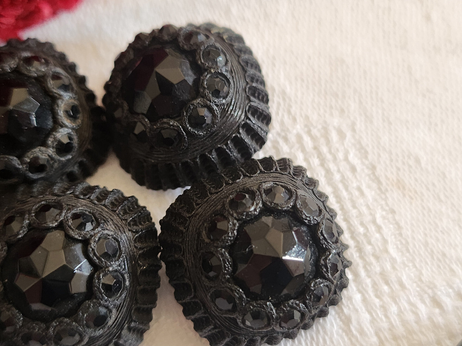 Lot 6 boutons vintage parurier resine strass pied 2,1 cm ref 215
