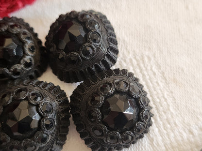 Lot 6 boutons vintage parurier resine strass pied 2,1 cm ref 215