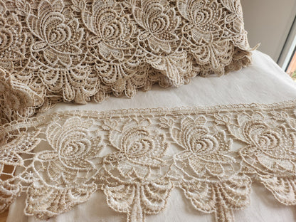 Très large  dentelle vintage  style macramé 3 mètres  18,5 cm A5