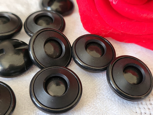 Lot 10 boutons vintage noir mat coeur lumineux pied 2,2 cm ref 6091