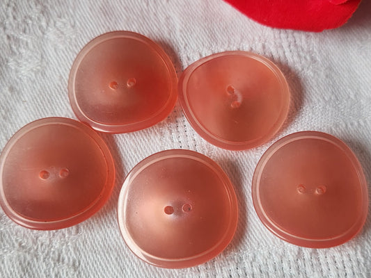 Lot 5 gros  boutons vintage rose courbé 2,6 cm ref 1536