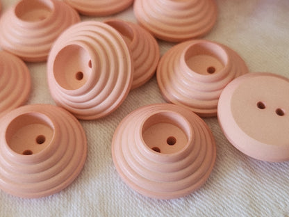 Lot 6 boutons vintage rose mat spirale relief  2,3 cm ref 3897 **