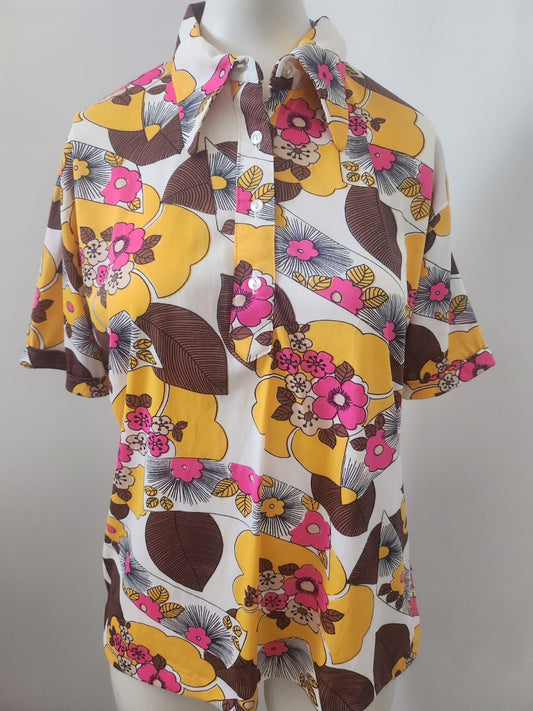 Pur vintage chemise manche courte homme orange très typé ref port