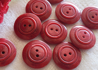 Lot 6 ou 9 boutons vintage rouge marbré  1,7 ou 2,2 cm  ref 2967   6125