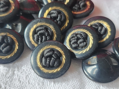 lot 6  boutons vintage coeur passementerie noir à  pied 1,8 cm ref 3549