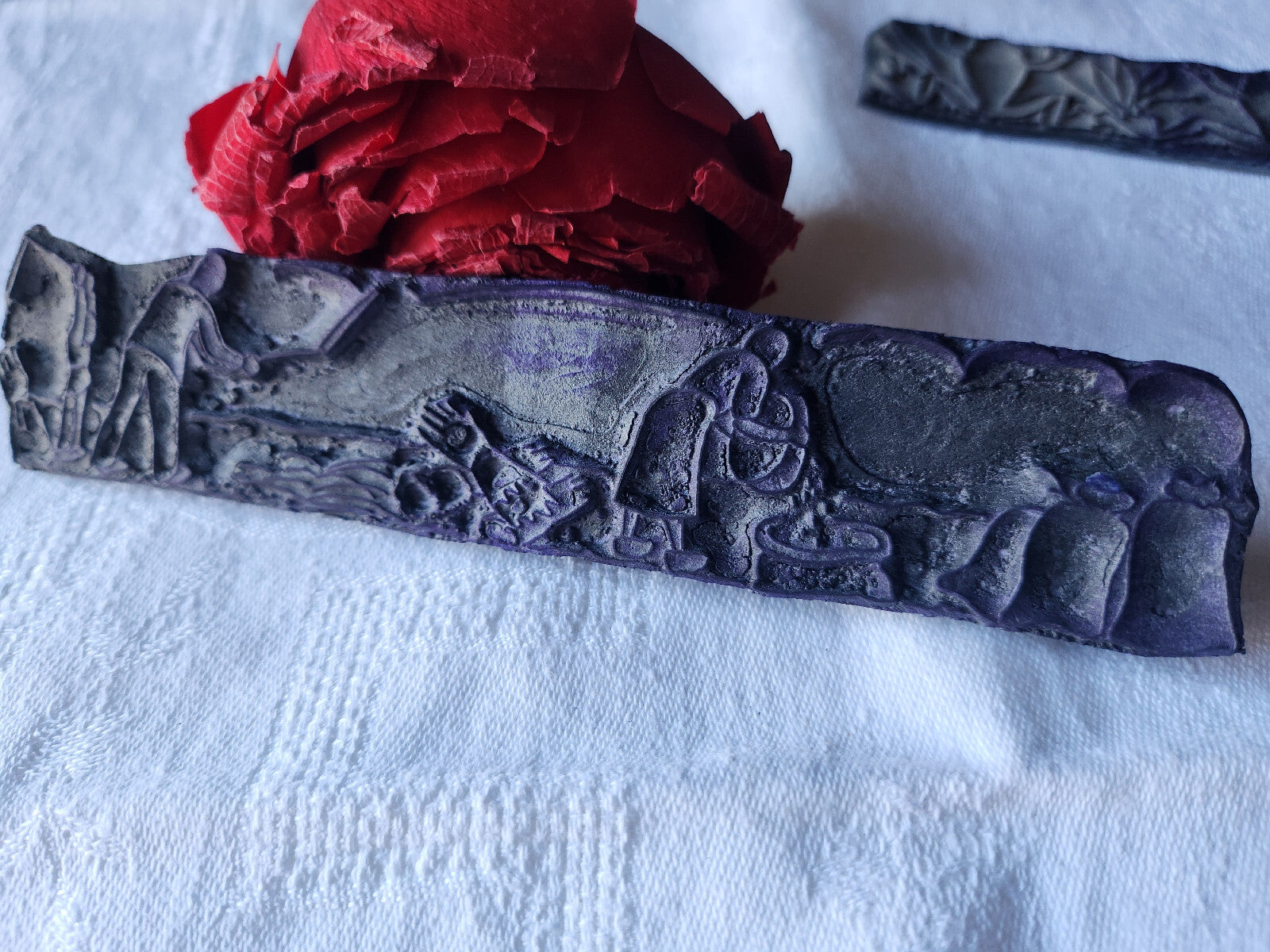 Tampon ancien sans support frise broderie collection travail au champs  n°31