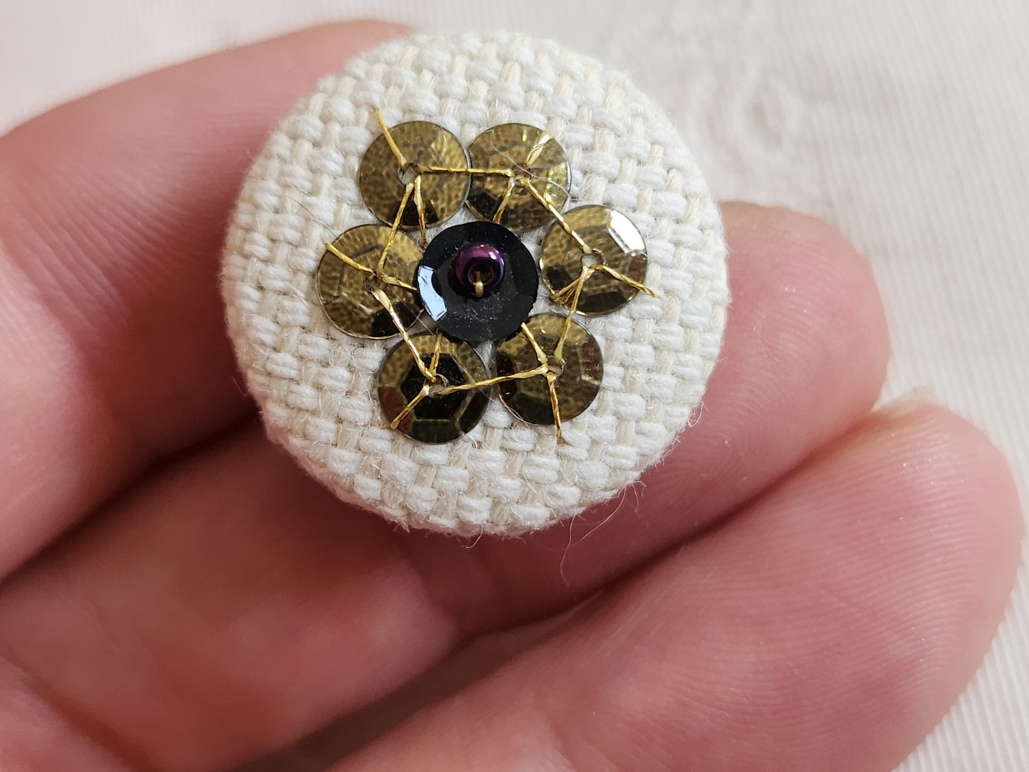 Bouton passementerie blanc sequin pied 2,4 cm ou 24 mm G12G