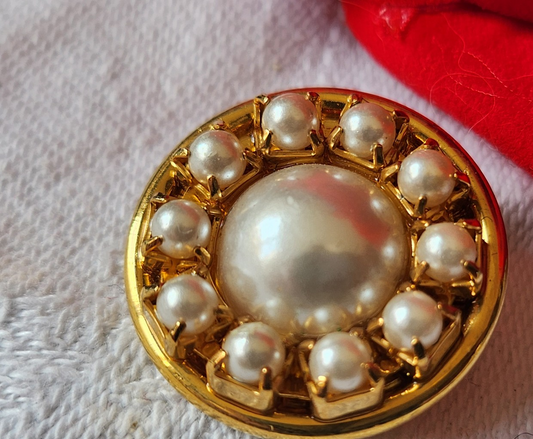Bouton en métal doré coeur perle nacré pied  parurier 2,3 cm bijoux G17J