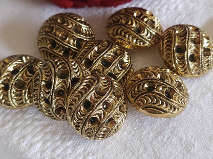 Lot 8 gros boutons vintage acrylique doré à strasser tel q pied 2,3 cm ref 4921