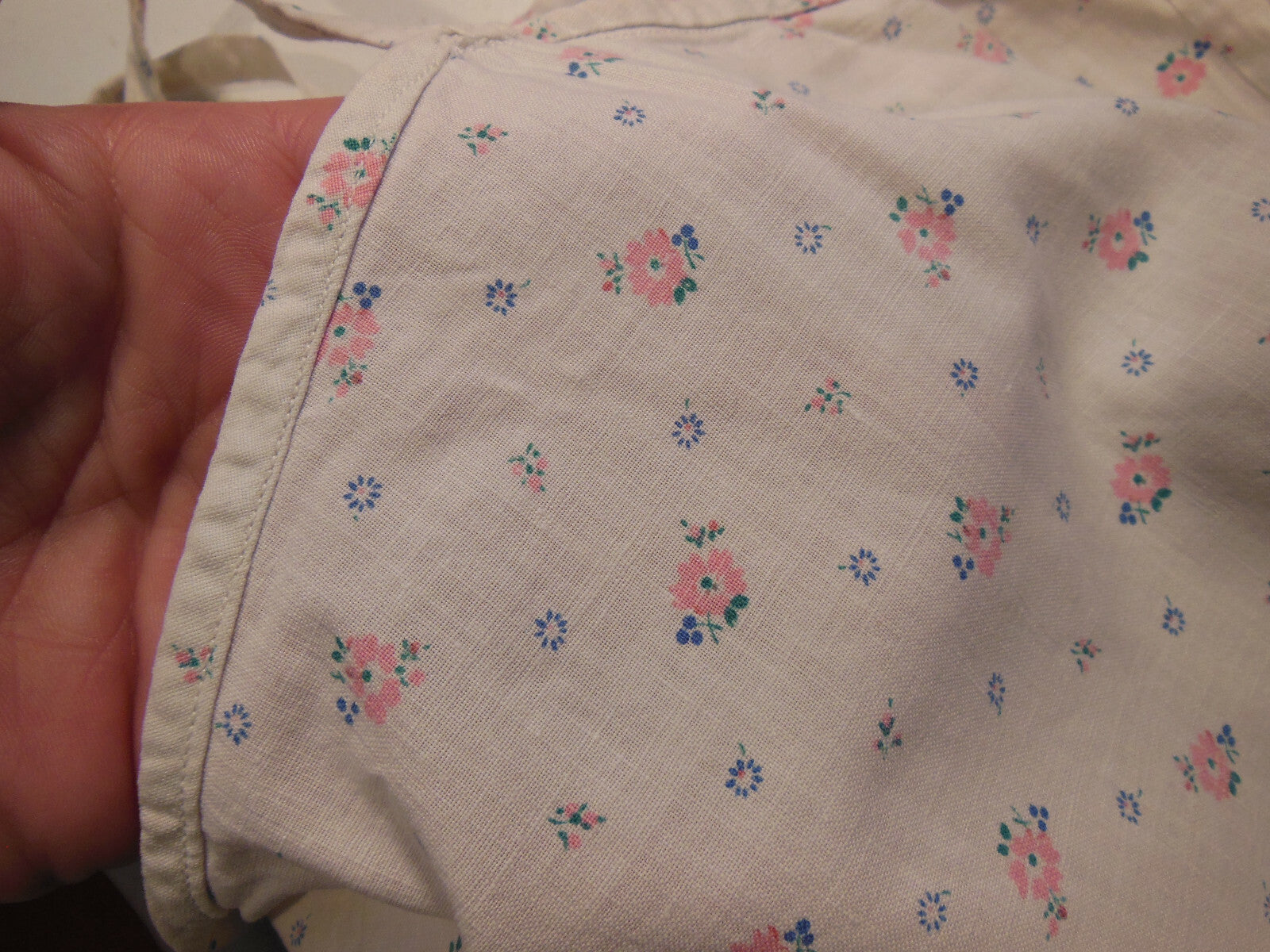 Chemise de nuit ancienne coton imprimé courte étroite B7
