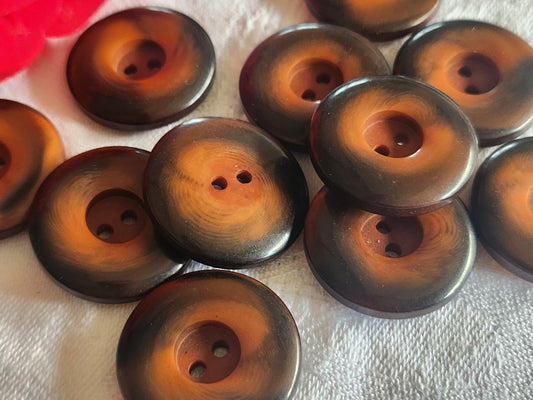 Lot 10 gros boutons vintage marron roux 2,5 cm ref 2757