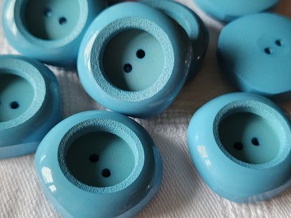 Lot 6 gros et épais boutons vintage bleu 2,6  cm lourd ref 3102