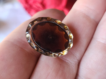 Collection  bouton vintage effet strass pied marron 1,8 sur 2,4 cm D17C