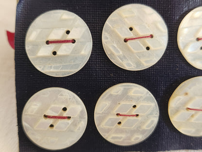 Rare petite plaque boutons anciens en nacre  1,7 cm  lot de 6 n°3C